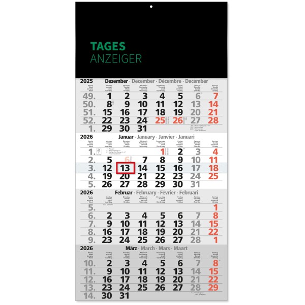 4-Monatkalender Tagesanzeiger grün