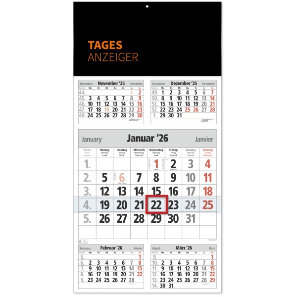 5 Monatsplaner/5 Monatskalender Tagesanzeiger orange